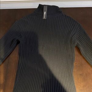 Fashion Nova Black Ribbed Long Sleeve Turtleneck Dress